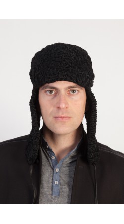 Black karakul fur hat - Russian style